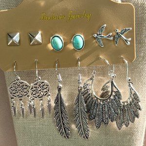 Vintage Style Boho Dream Catcher Earring Set